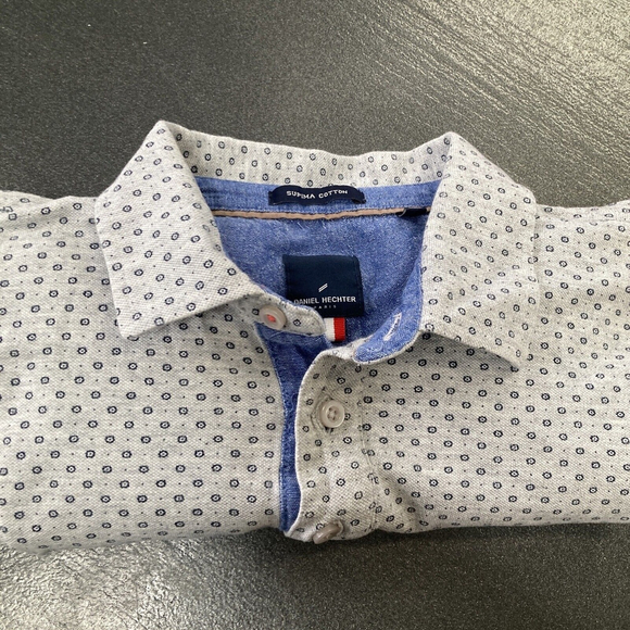 Daniel Supima Cotton Men's Polo Shirt Size S Short Sleeve Grey Blue Paris - Picture 5 of 6